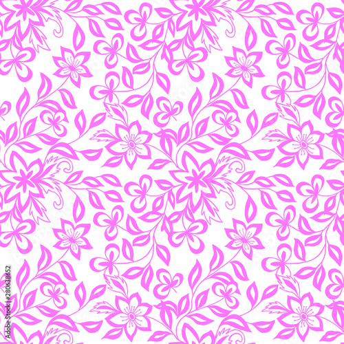 Seamless decorative floral pattern. Vector graphics. Coloring