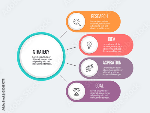 Business infographic. Organization chart with 4 options. Vector template.