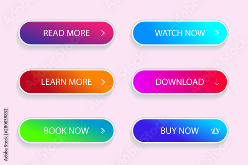 Set of modern ui buttons. Grident button of submit, download for app. vector