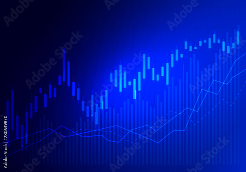 Graph stock market trade. Candle stick graph chart of stock market investment trading. Trade finance background. vector