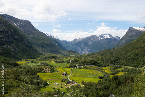 View from the mountains in Geiranger, Norway