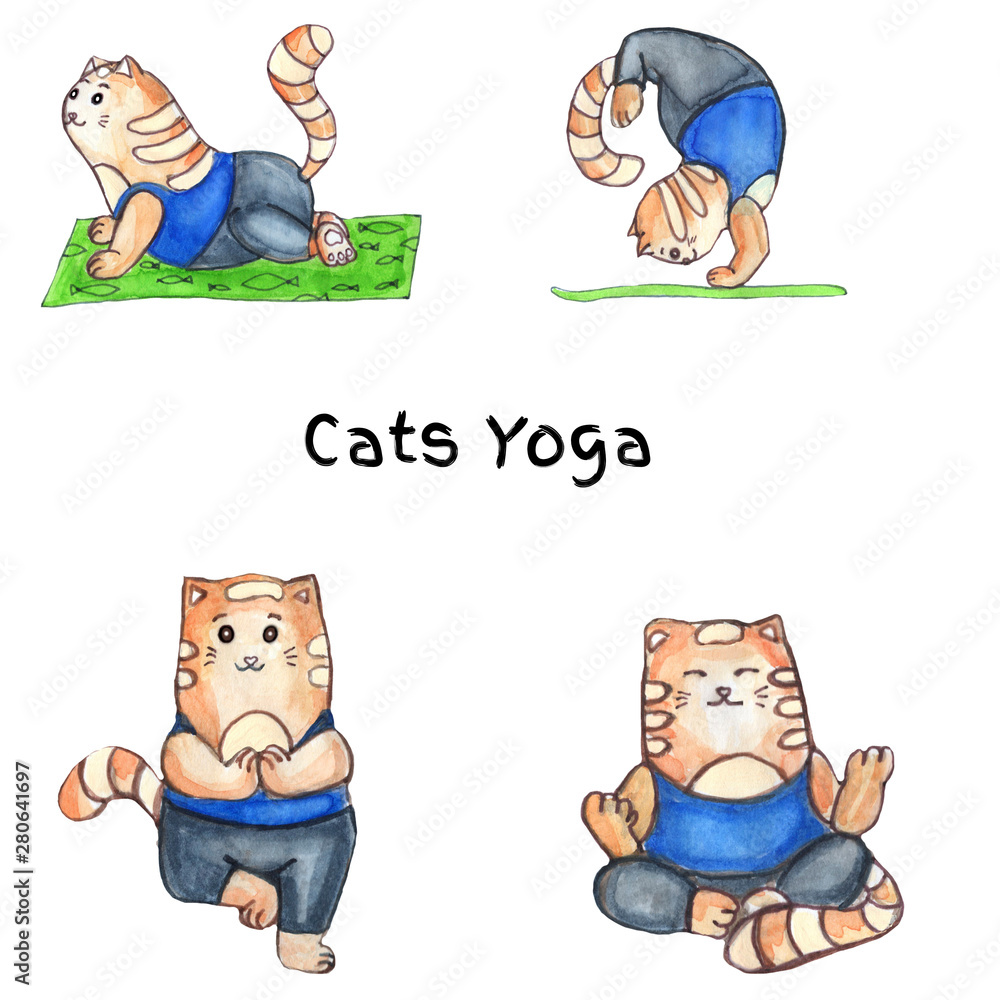Wall Mural Yoga Position. Funny cartoon and vector isolated illustration. 