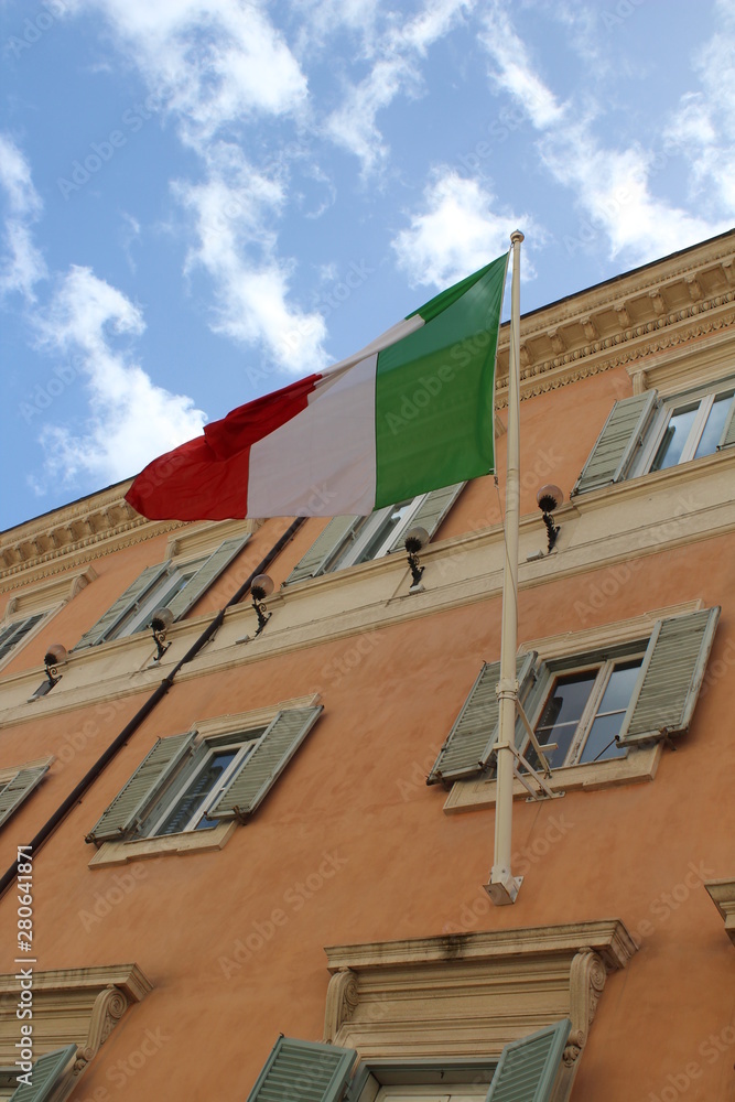 Italian flag on it's pole, Rome, Italy