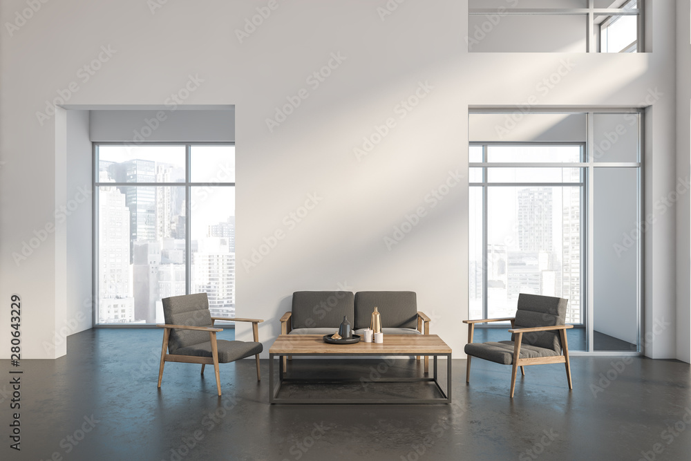 Fototapeta premium Spacious white living room interior