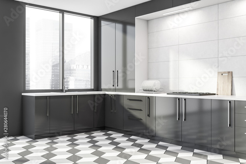Gray and white kitchen corner with countertops © ImageFlow