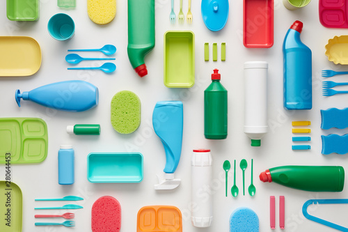 Seamless photo of plastic objects in order. photo