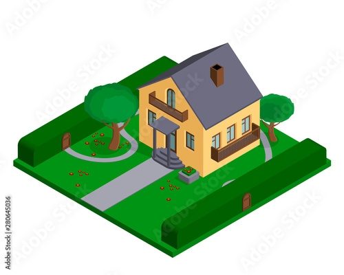 The cottage or the small private house for brochures or web-sites of the enterprises of real estate