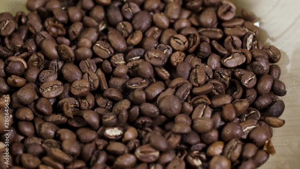 Background panorama coffee bean closeup in plate table field delicious arabica Background panorama coffee bean closeup in plate table field delicious arabica