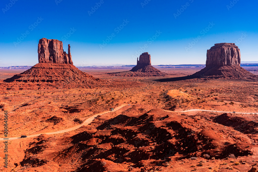 Blue Sky day in Monument Valley, Arizona 
