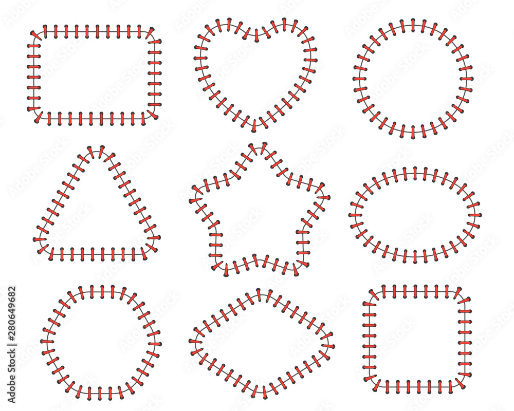 Stitch border brushes. Vector set Stitch border brushes. Vector set