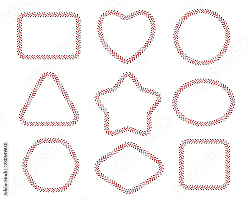 Stitch border brushes. Vector set