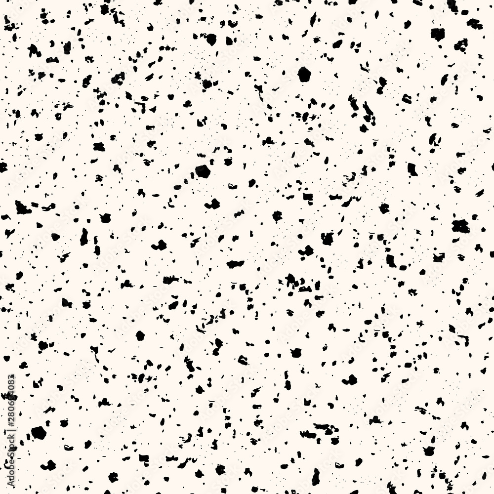 Intricate hand crafted grunge terrazzo design. Seamless vector pattern on faded paper color background. Great for texture, modern beauty, sport products, kitchen ware, stationery, wallpaper