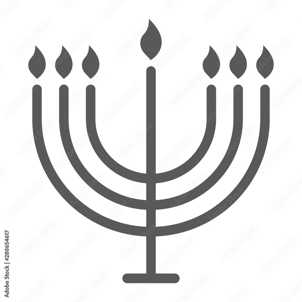 Big menorah line icon, hanukkah and religion, candle sign, vector graphics, a linear pattern on a white background. Big menorah line icon, hanukkah and religion, candle sign, vector graphics, a linear pattern on a white background.