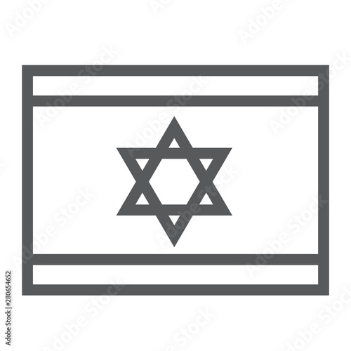 Israel flag line icon, national and country, israeli flag sign, vector graphics, a linear pattern on a white background.