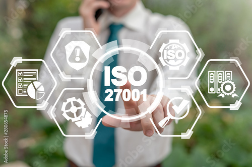 ISO 27001 Certification Security Information Standard. International Organization for Standardization, requirements, certification, management, standards, iso27001 concept. photo