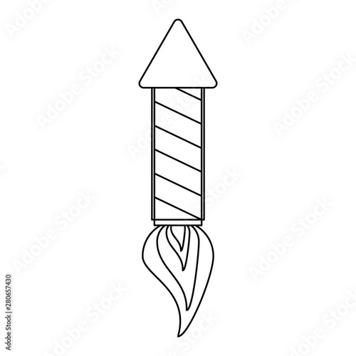 rocket firework gunpowder fire cartoon in black and white