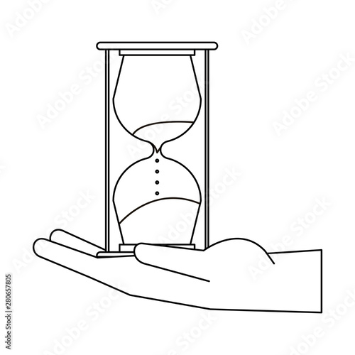 time clock watch alarm cartoon in black and white