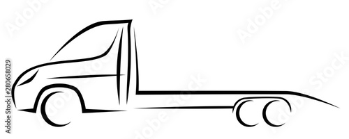 Dynamic vector illustration of a towing van