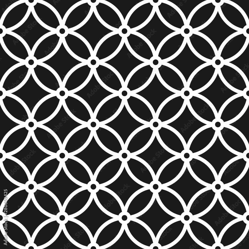 Fototapeta premium Seamless inverse black and white vintage overlapping circles pattern vector