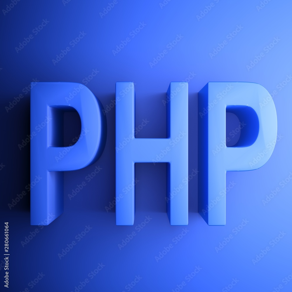 Blue square PHP icon - 3D rendering illustration
