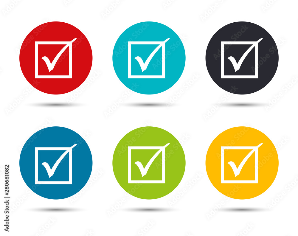 Check box icon flat round button set illustration design Check box icon flat round button set illustration design