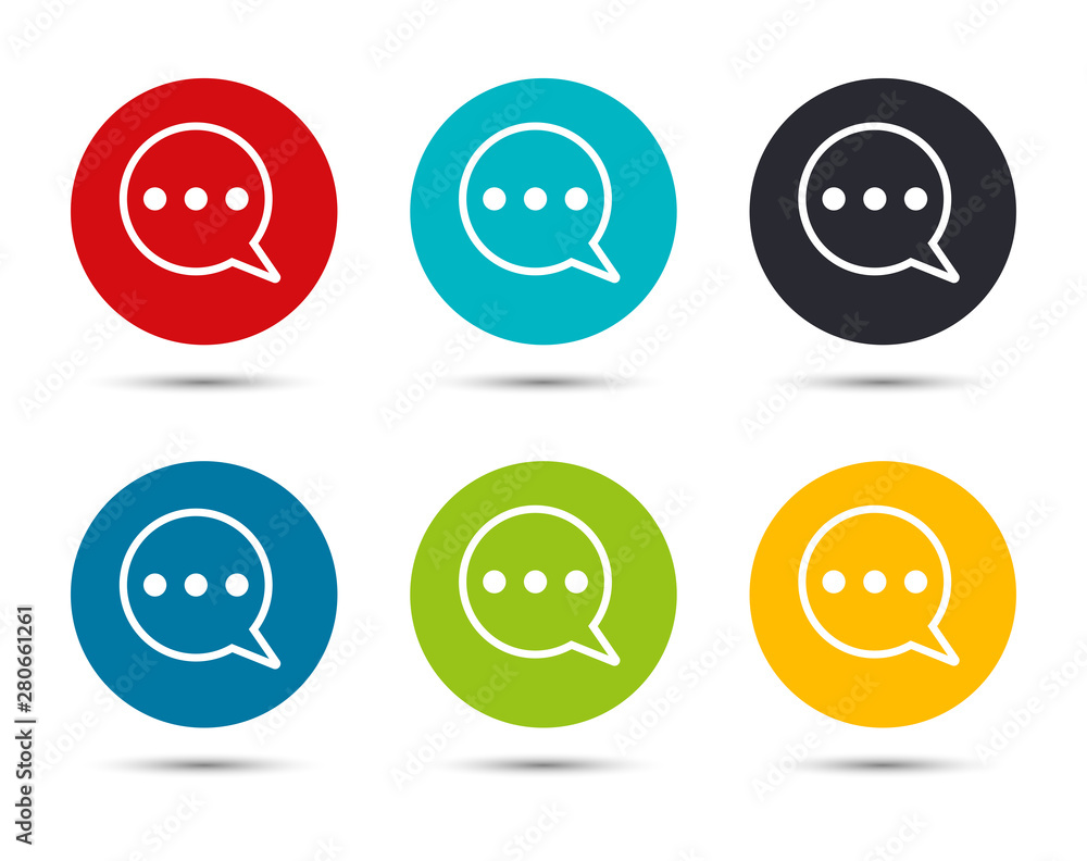 Comment icon flat round button set illustration design Comment icon flat round button set illustration design