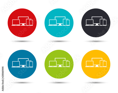 Digital smart devices icon flat round button set illustration design