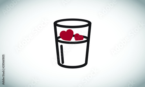 Glass Milk and Heart Cookies