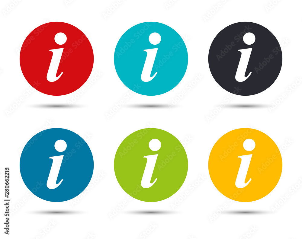 Info icon flat round button set illustration design Info icon flat round button set illustration design