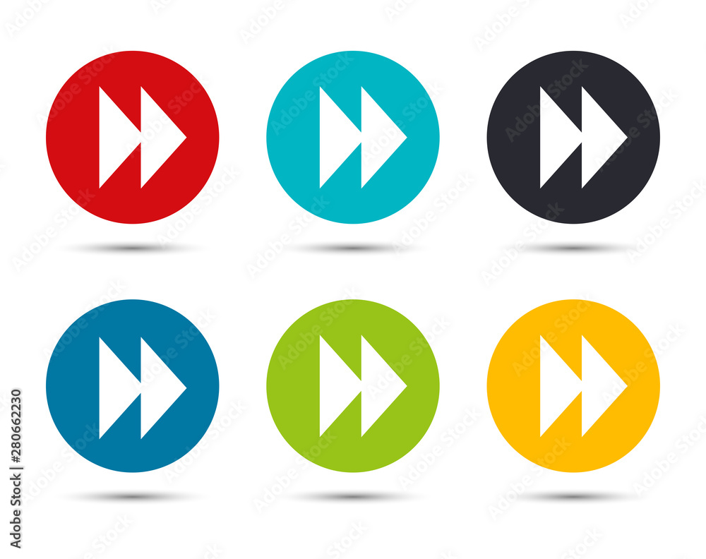 Jump backward icon flat round button set illustration design Jump backward icon flat round button set illustration design