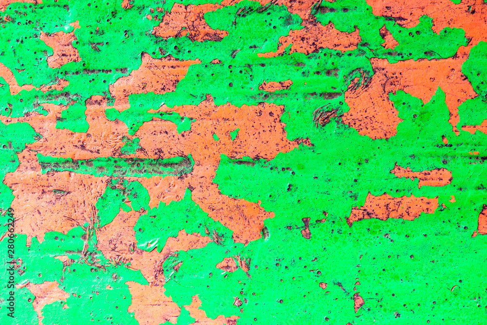 park benches with worn paint forming different colors, textures and shapes painting photography