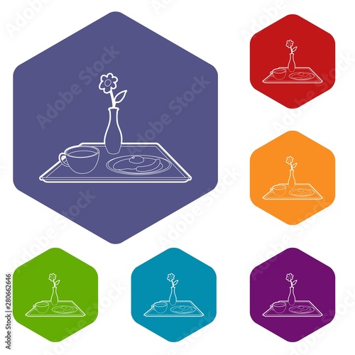 Breakfast in bed icon. Outline illustration of breakfast in bed vector icon for web