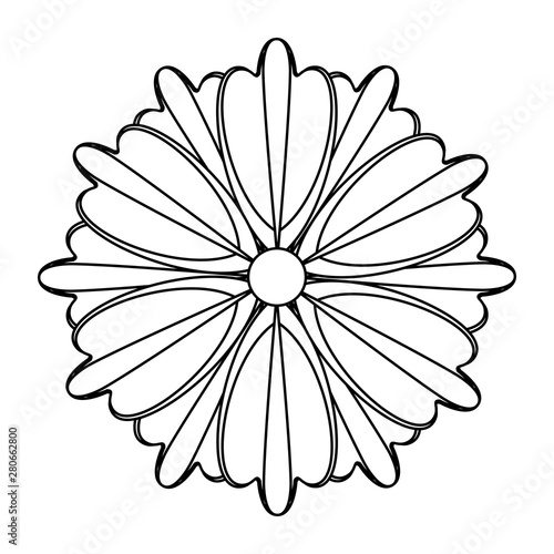 flower tropical spring floral cartoon in black and white