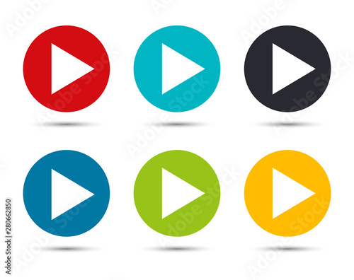 Free Download Play icon flat round button set illustration design - GFXLoad