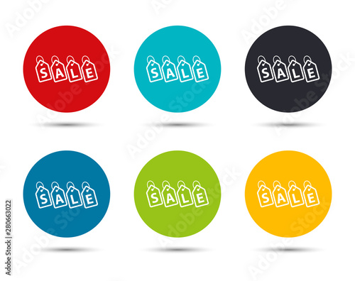 Sale tags label icon flat round button set illustration design