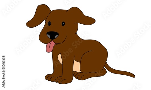Excited brown little dog vector illustration