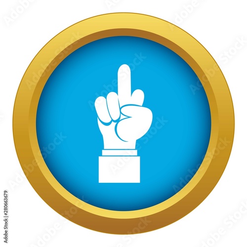 Middle finger hand sign icon blue vector isolated on white background for any design