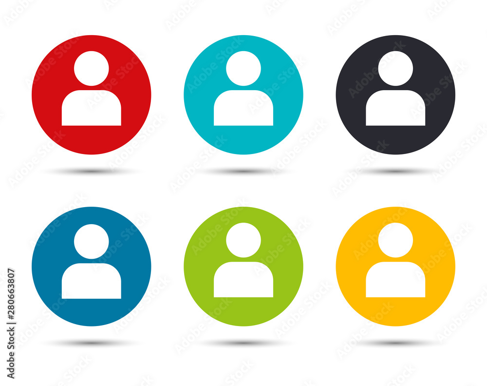 User profile icon flat round button set illustration design User profile icon flat round button set illustration design