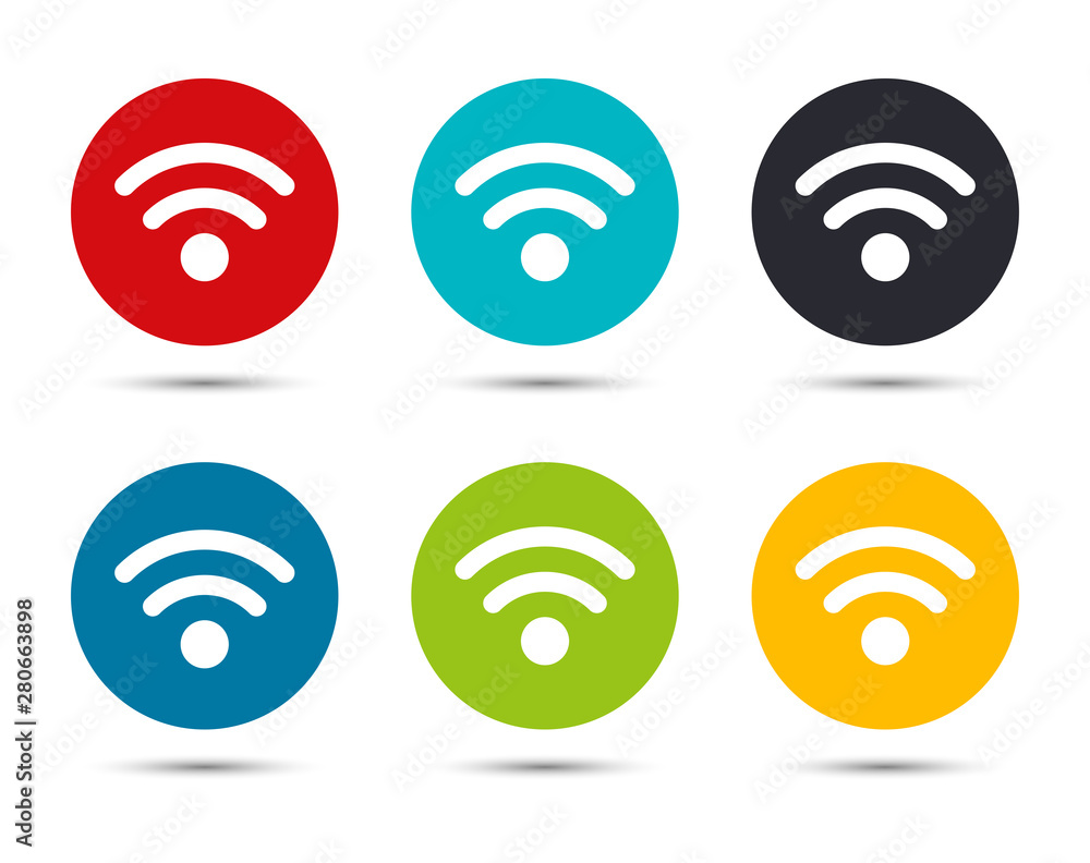 Wifi icon flat round button set illustration design Wifi icon flat round button set illustration design