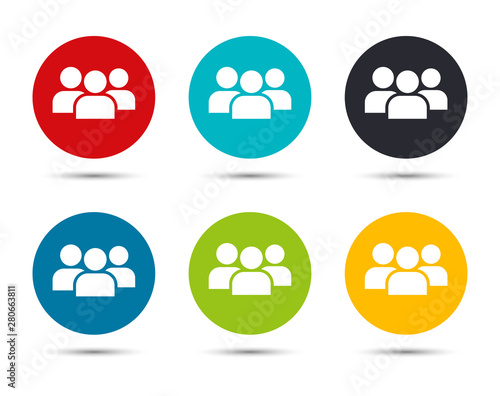 User group icon flat round button set illustration design