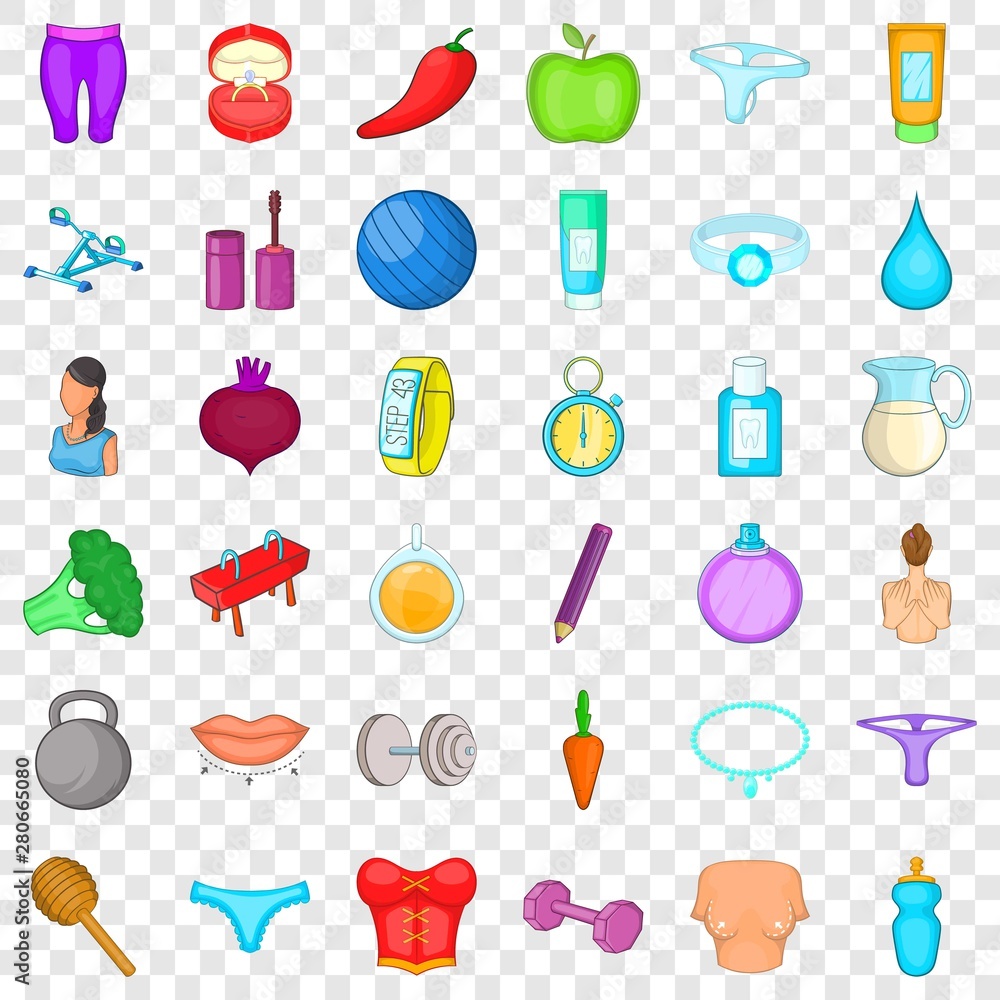 Massage icons set. Cartoon style of 36 massage vector icons for web for any design Massage icons set. Cartoon style of 36 massage vector icons for web for any design