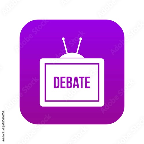 TV with the Debate inscription on the screen icon digital purple for any design isolated on white vector illustration