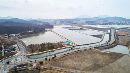 The scenery of Ganghwado in Korea taken by drone.