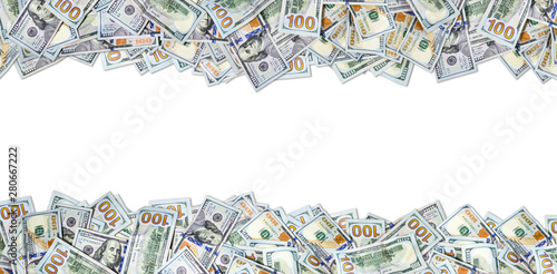 One hundred dollar bills isolated on white background