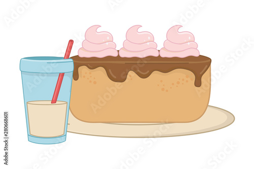 Sweet cake and milk design