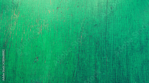 Texture of old wood Board green close-up. Background image