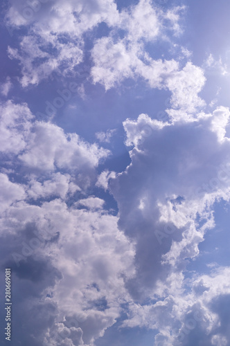 blue sky with white and gray clouds; cumulus. background; nature