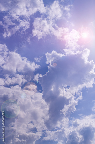 blue sky with white and gray clouds; cumulus. background; nature