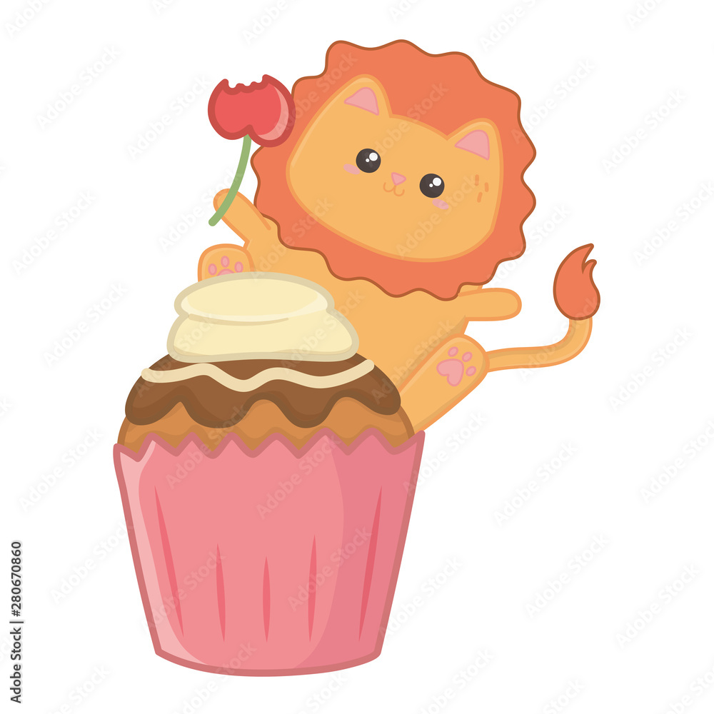 Isolated kawaii of lion cartoon design Isolated kawaii of lion cartoon design