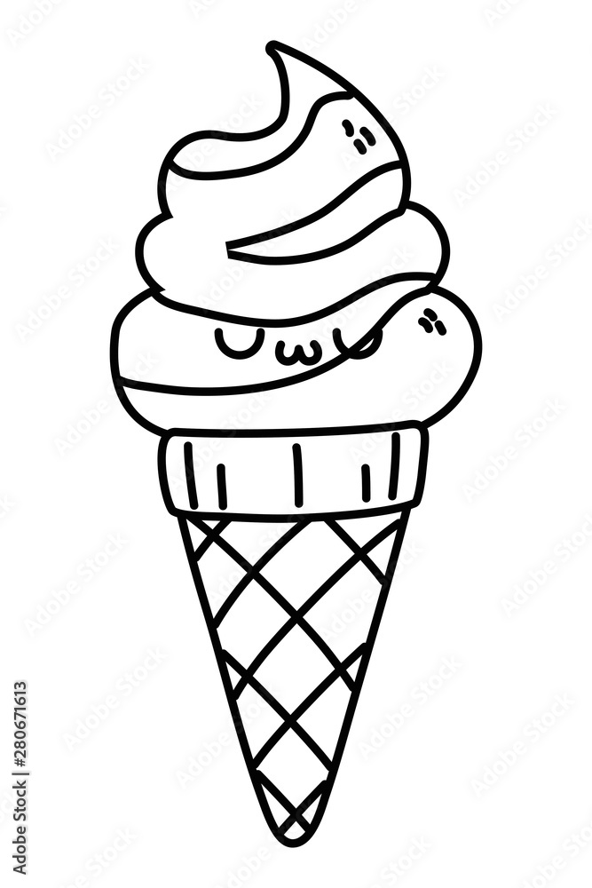 Kawaii of ice cream cartoon design